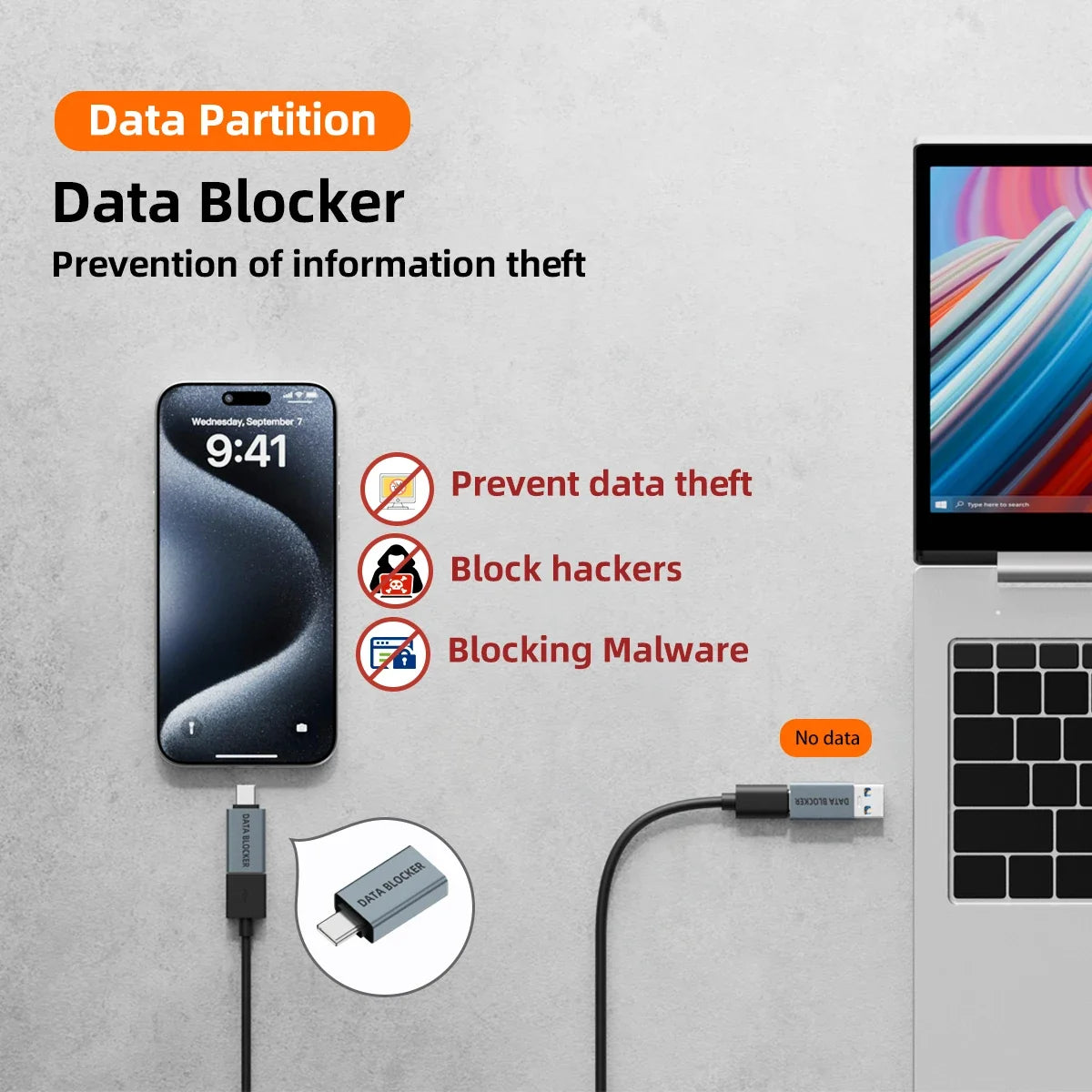 USB Type-C Data Blocker – Anti-Juice Jacking Security Adapter