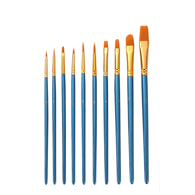 10-Piece Artist Paint Brush Set – Oil, Acrylic & Watercolor