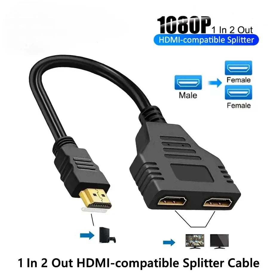 1-In-2-Out HDMI Splitter Cable 1080P | PC, PS4, Xbox, TV