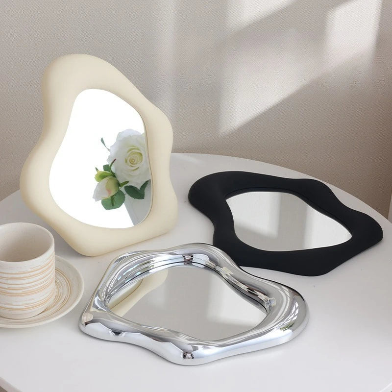 Fashion Silver Decorative Mirrors Electroplated Laser Makeup Mirror