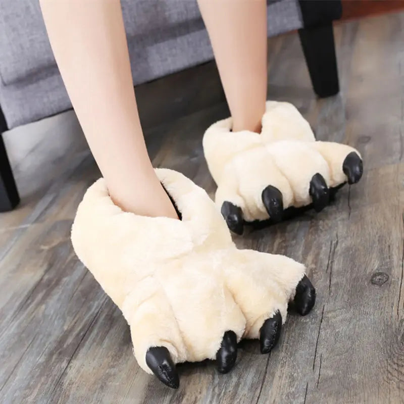Bear Paw Fuzzy Slippers – Unisex Faux Fur Animal Claw