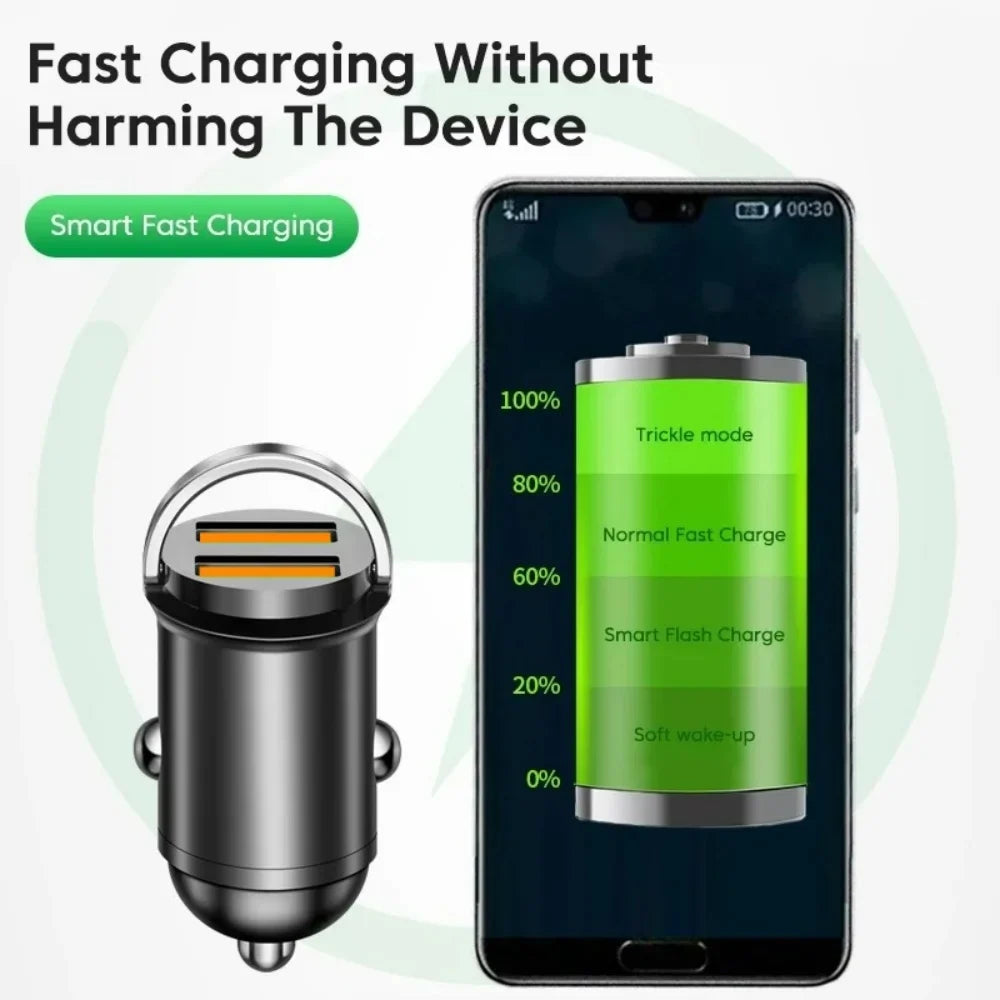 Dual Port 100W/200W Mini Car Charger USB-C Fast Charging Adapter