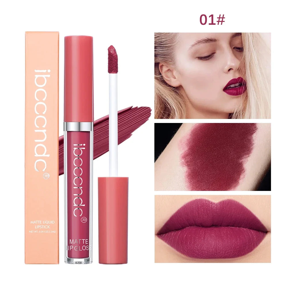 Matte Velvet Liquid Lipstick – Waterproof, Long-Lasting, 12 Shades