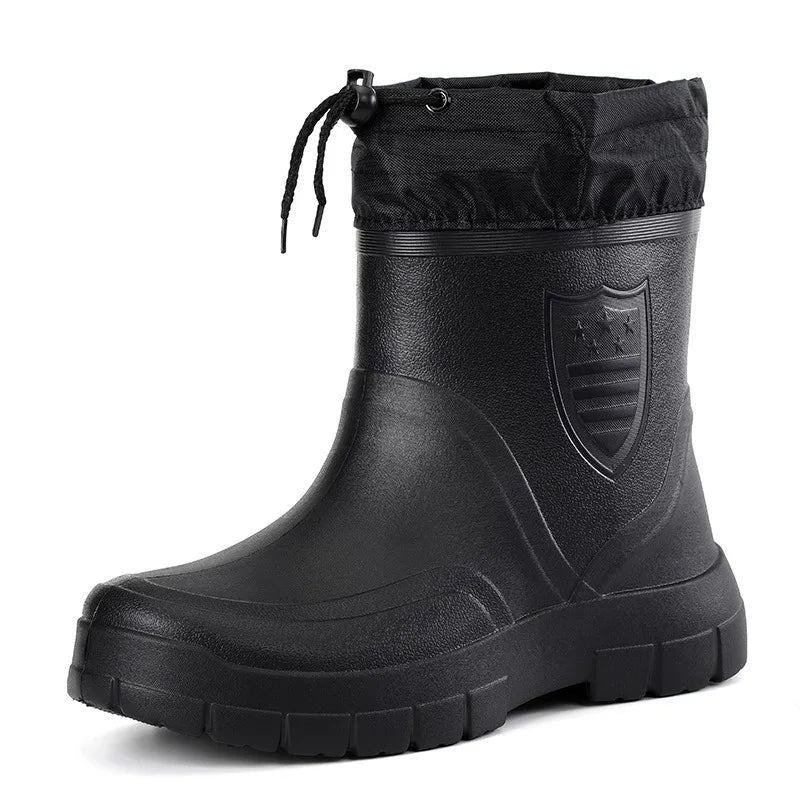 Men's Fleece-Lined Waterproof Rain Boots – Warm Anti-Slip EVA