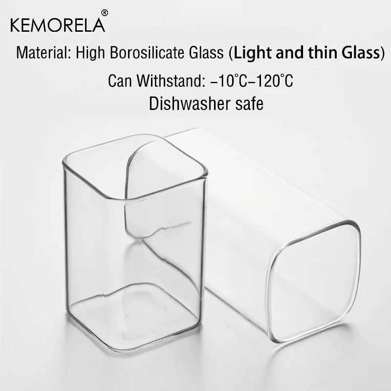 KEMORELA 300ml Letter-Shaped Glass Tumbler with Lid & Straw