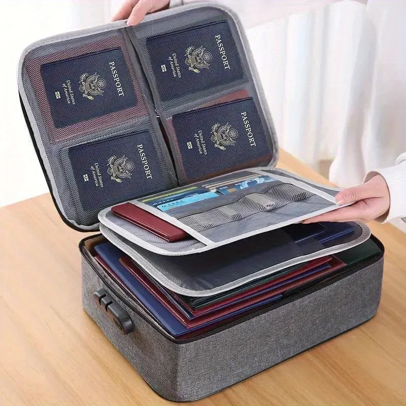 Document Storage Bag Lock Waterproof Office Large Capacity ID