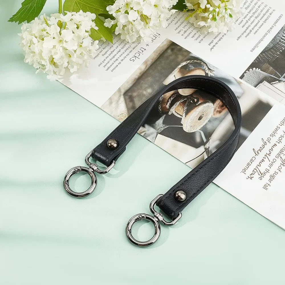 Genuine Leather Bag Strap 14.37" Black Purse Handle Replacement