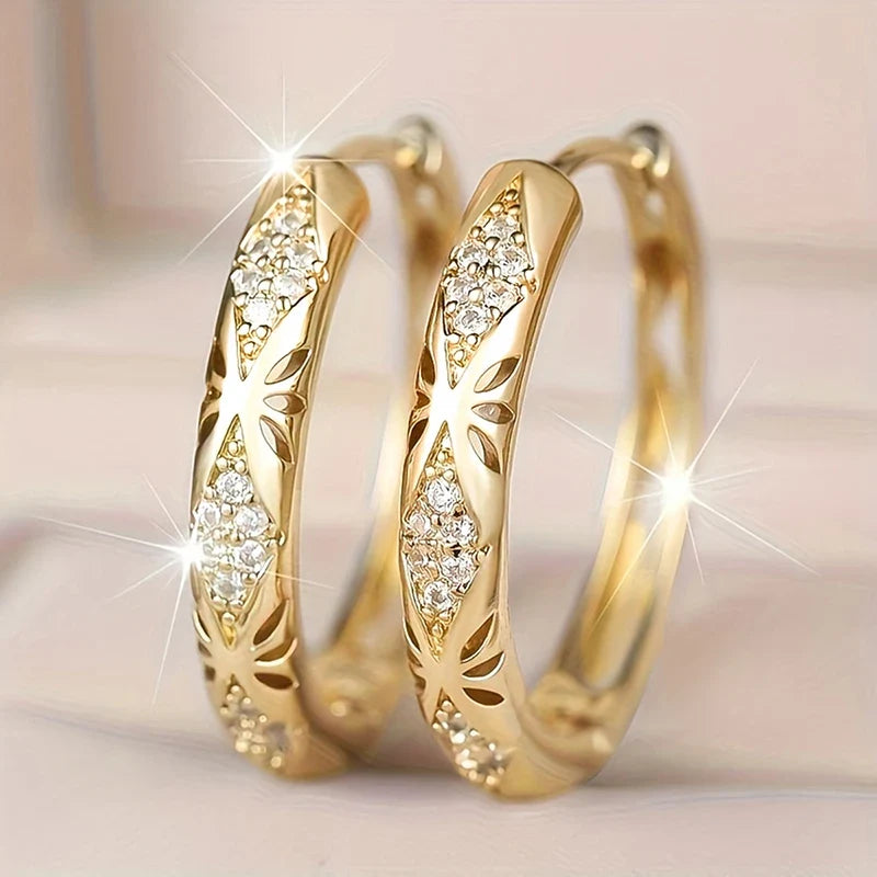 Huitan Sparkling CZ Hoop Earrings – Women's Fashion Jewelry