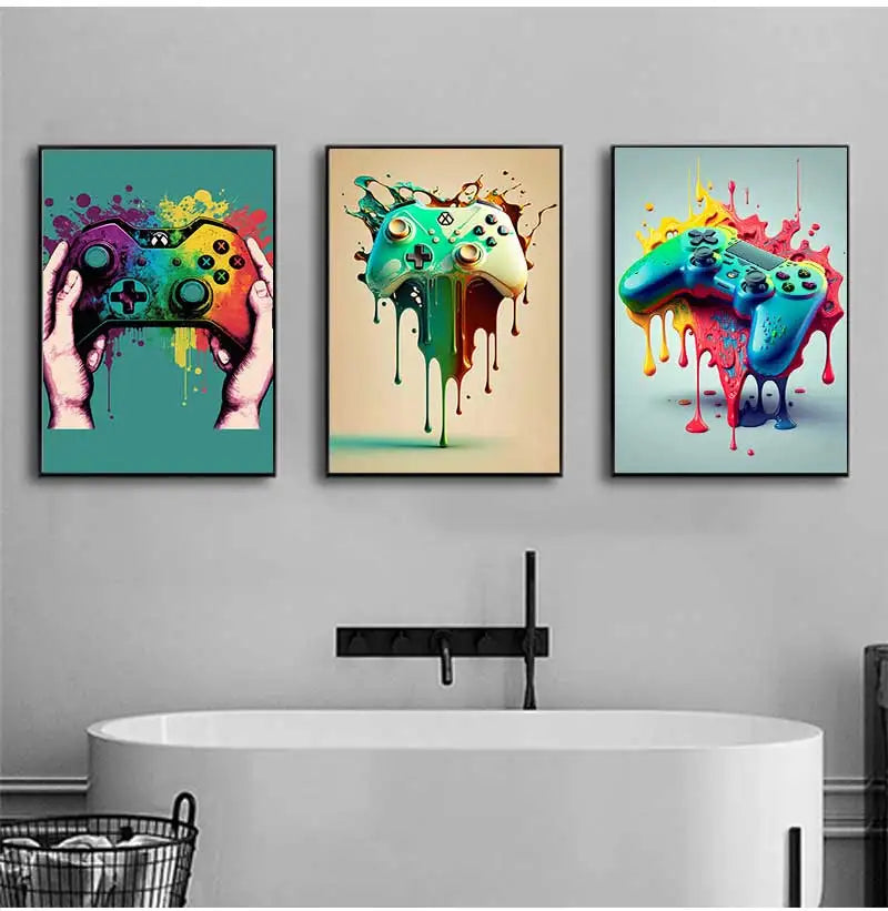 Gaming Controller Canvas Wall Art Poster | Nordic Room Decor