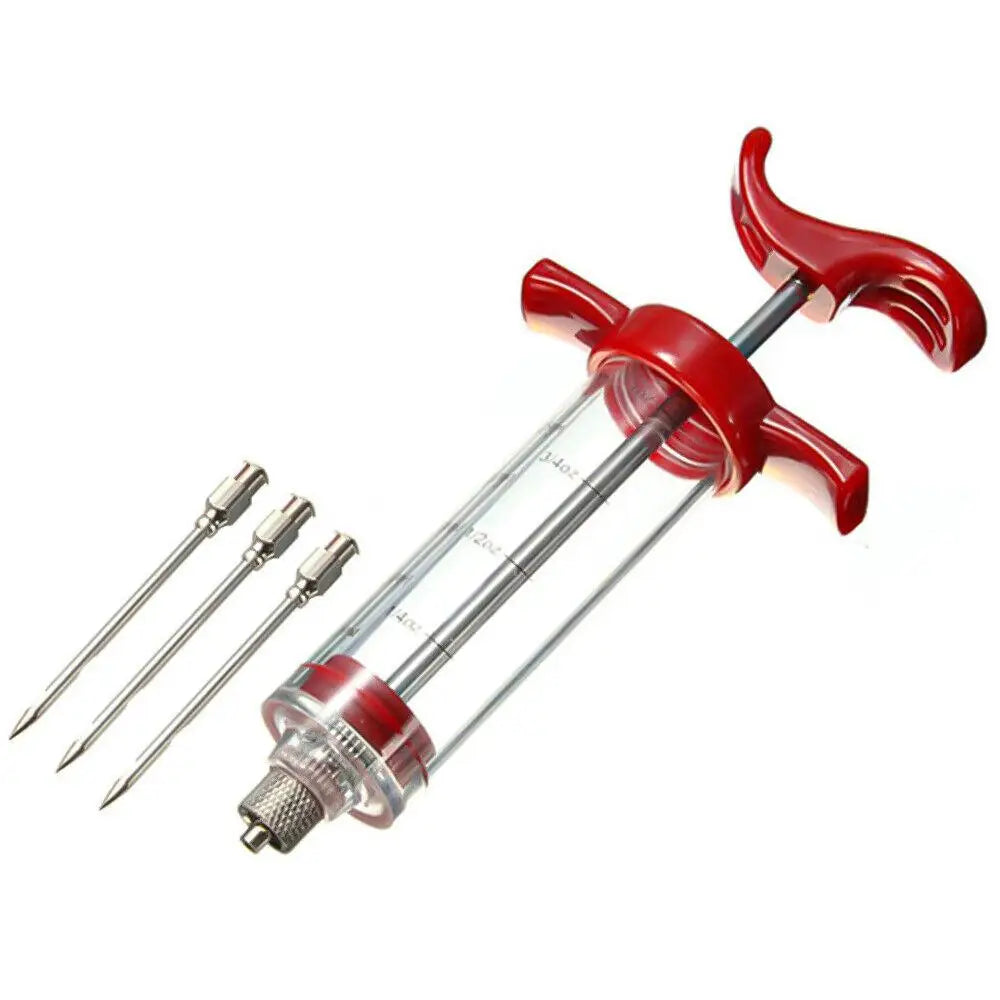 BBQ Meat Injector Syringe with 3 Stainless Steel Needles