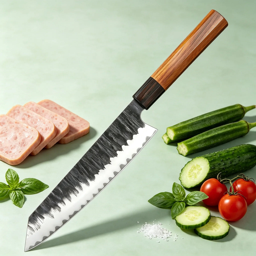 Kiritsuke Chef Knife – Clad Steel Blade & Wood Handle