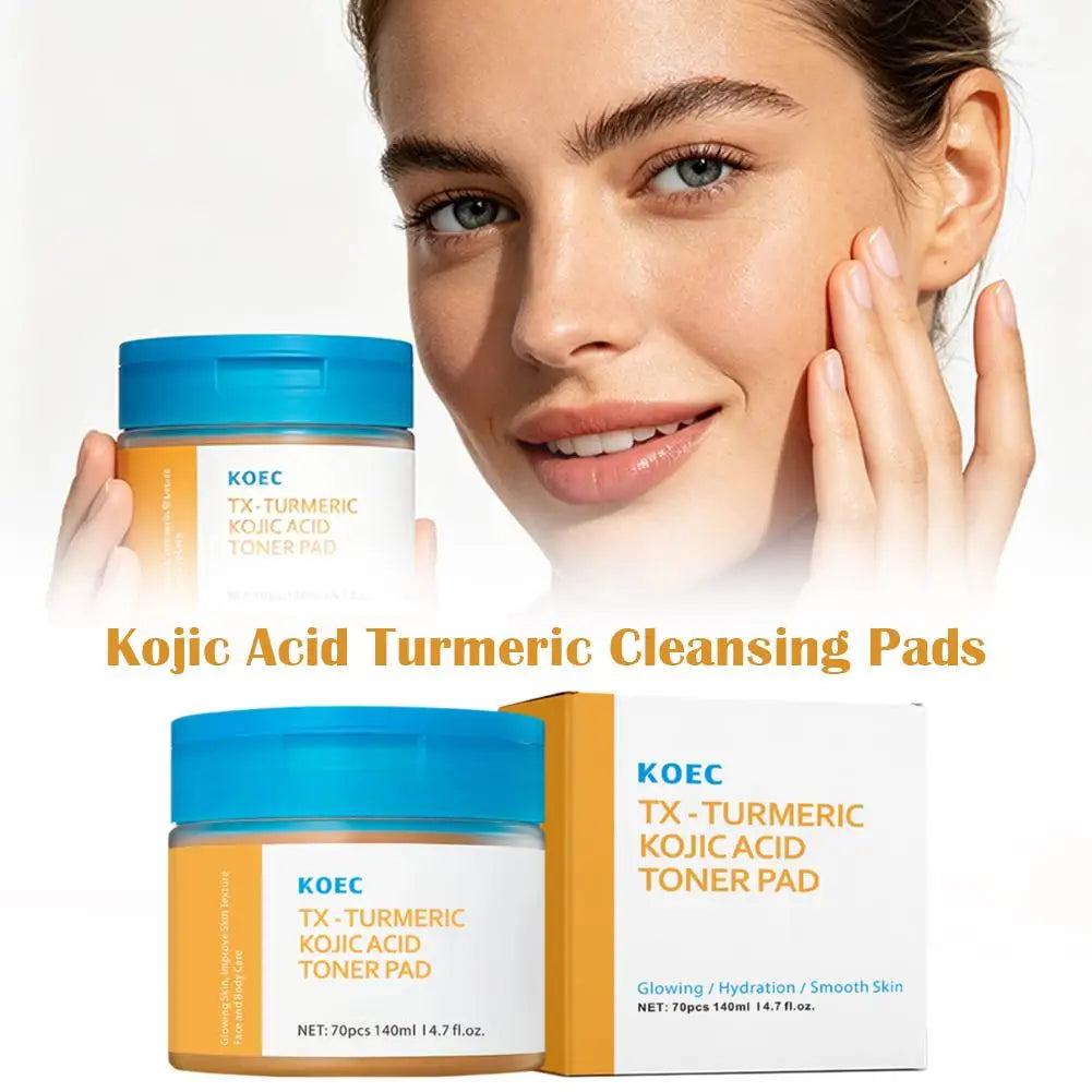 Turmeric & Kojic Acid Toner Pads – 70 Pc Brightening Exfoliant