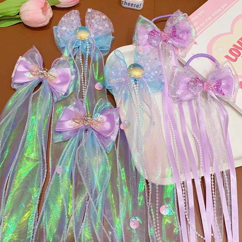 Mermaid Princess Bow Hair Clip – Girls Braided Hair Accessory