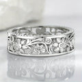 Huitan Silver Hollow Floral Ring – Women's Wedding Band