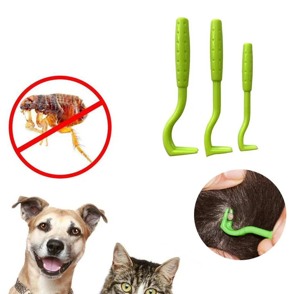 Pet Tick Remover Kit – 3-Piece Hook Clip Tool for Cats & Dogs