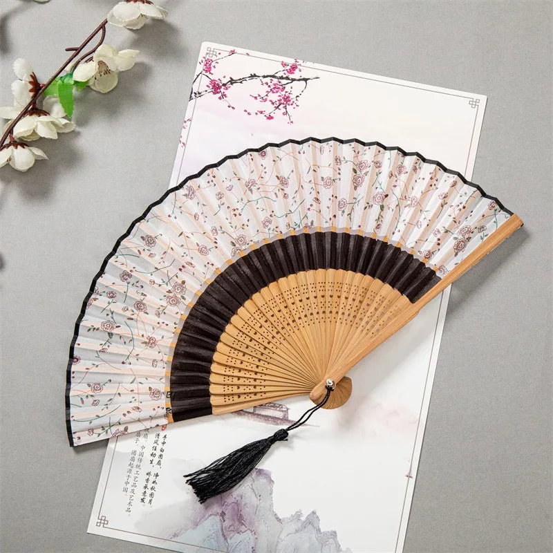 Japanese Kimono Folding Fan Small Lady Portable Summer Daily Dance