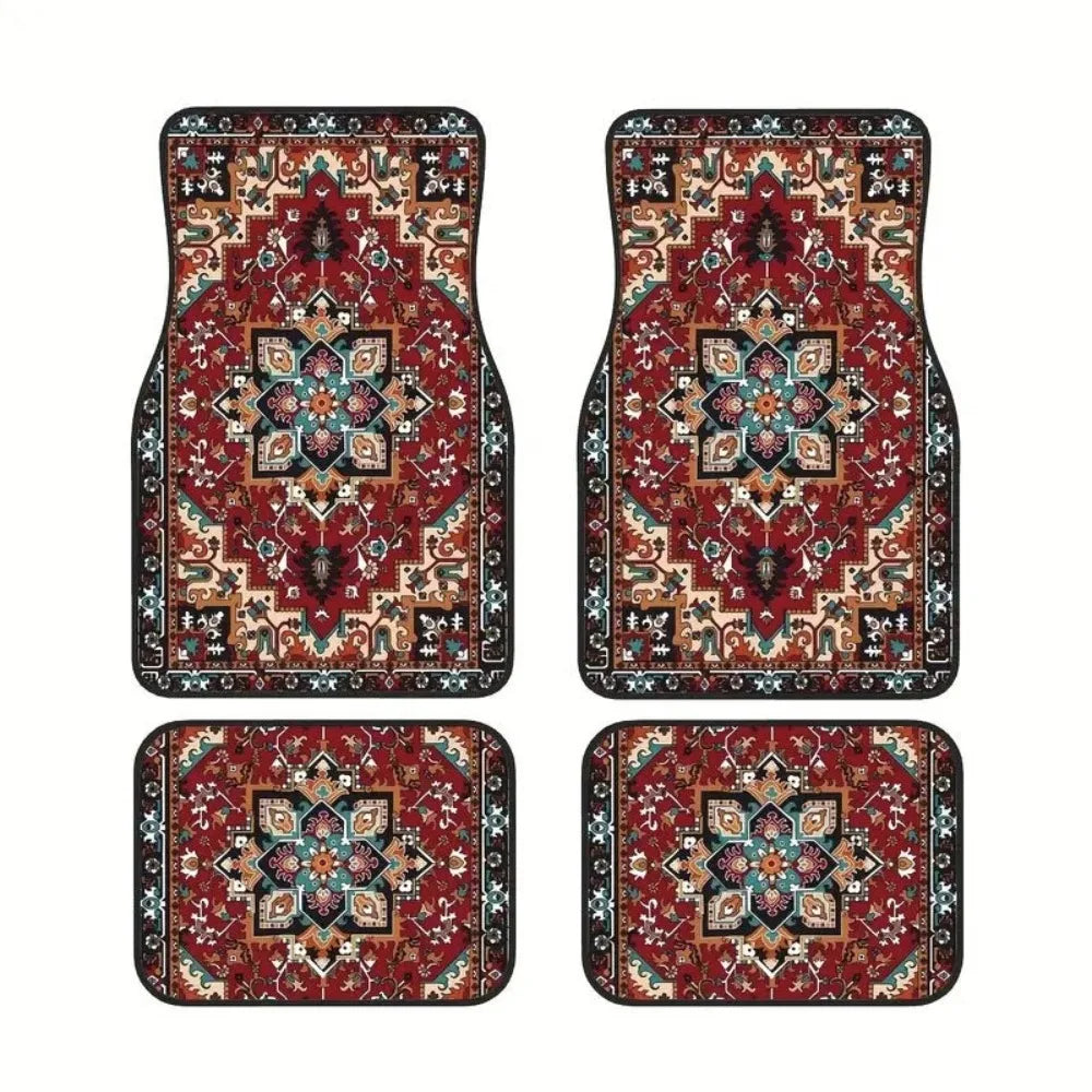 4-Piece Bohemian Car Floor Mats | Non-Slip Persian Carpet