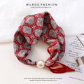 Women's Floral Faux Pearl Magnetic Snap Scarf – Lightweight Wrap