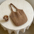 Women's Mesh Beach Tote Bag – Foldable Summer Straw Tote