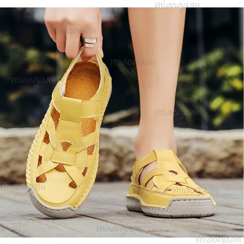 Women's Roman Flat Sandals – Cross Strap, Plus Size, Beach