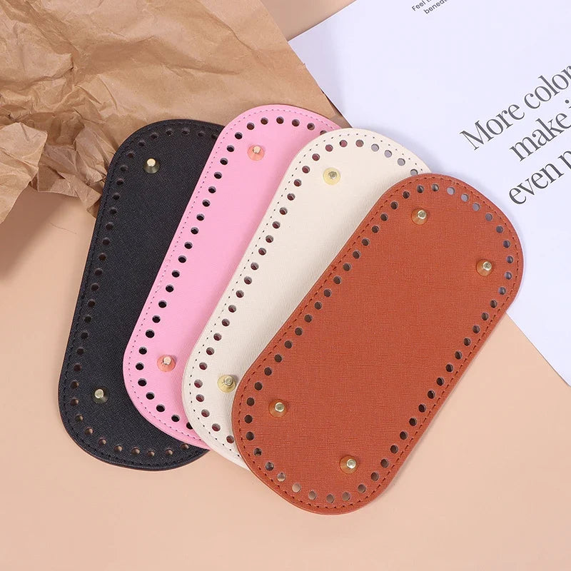 PU Leather Bag Bottom Base with Holes for DIY Crochet Bags