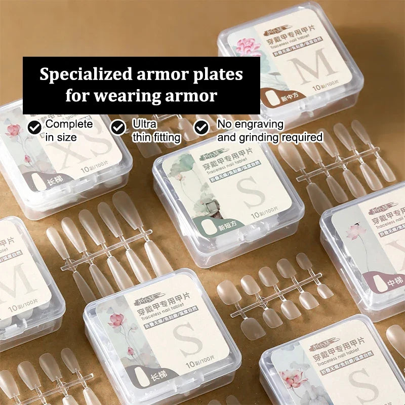 100 PCS Coffin Press On Nails – Clear Fake Nail Tips
