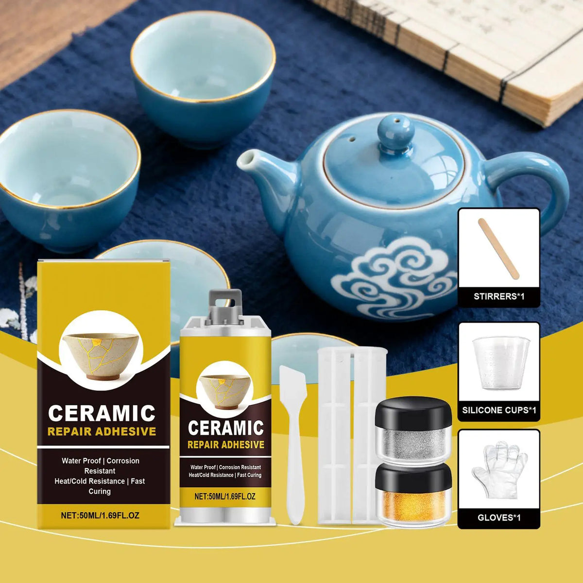 Kintsugi Repair Broken Ceramics Glass Glue Adhesive Food Safe Bathtub