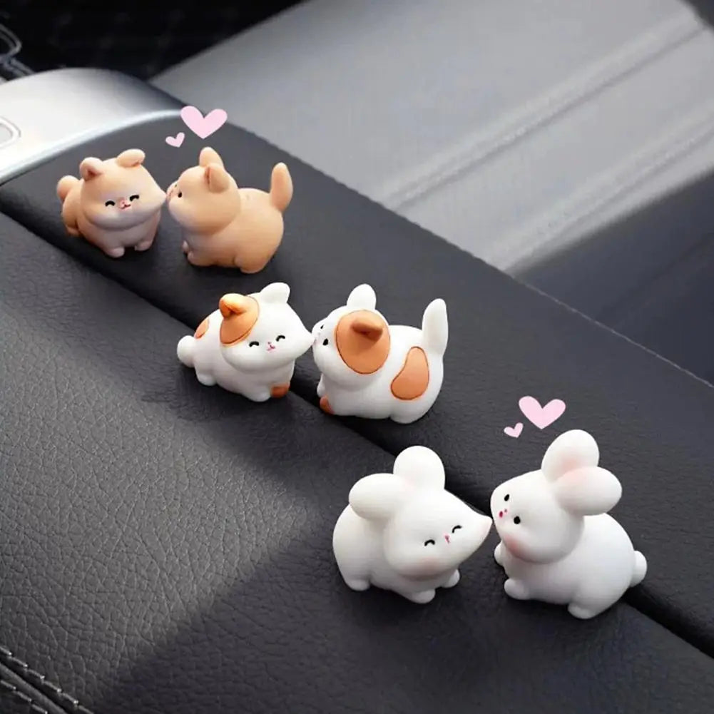 Cartoon Kiss Face Rabbit Kitten Doll Ornaments Funny Resin Ducks