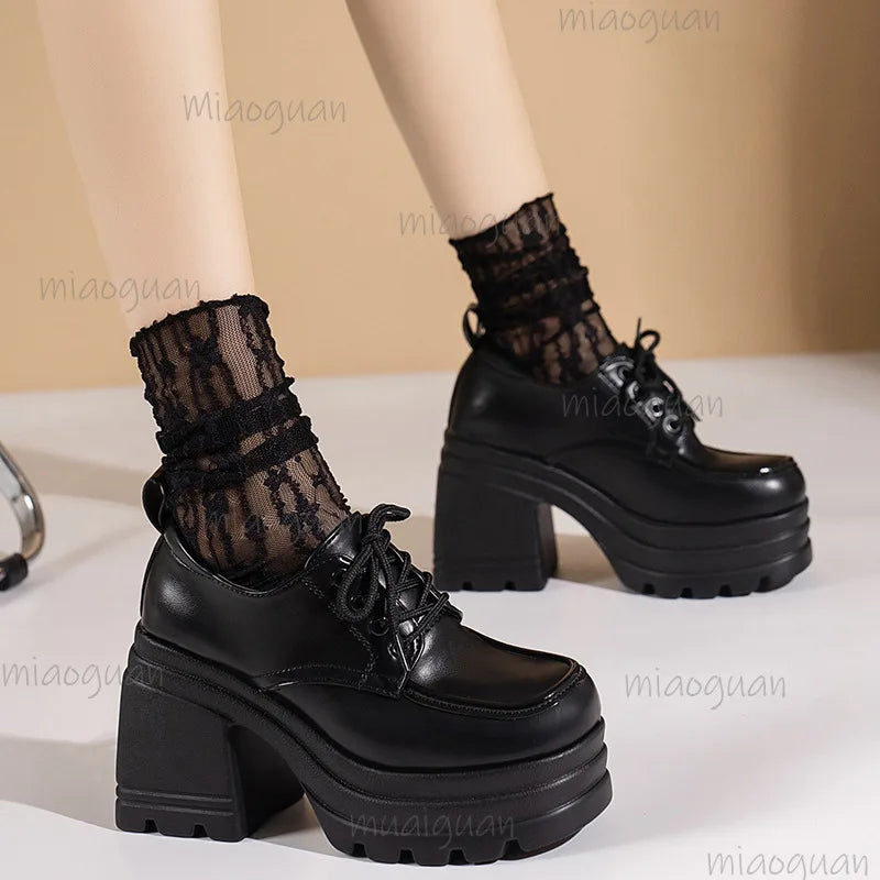 Women's Chunky High Heel Platform Mary Jane Pumps