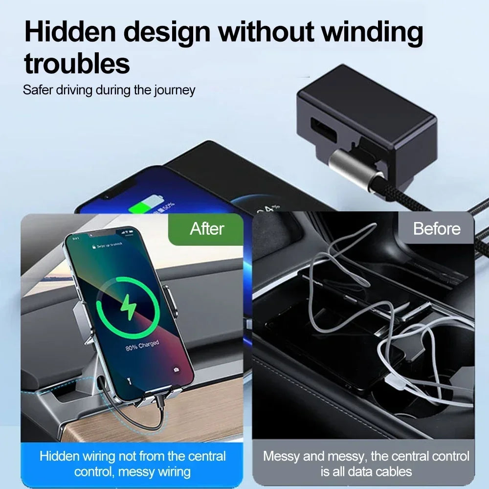 Tesla Model 3/Y/X/S OBD Charger Splitter – Dual USB Adapter