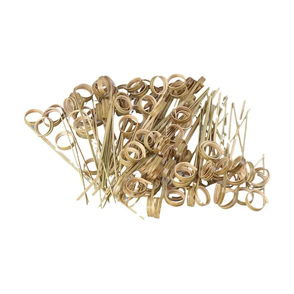 Bamboo Cocktail Picks & Appetizer Skewers 100 Pcs | Ring Loop
