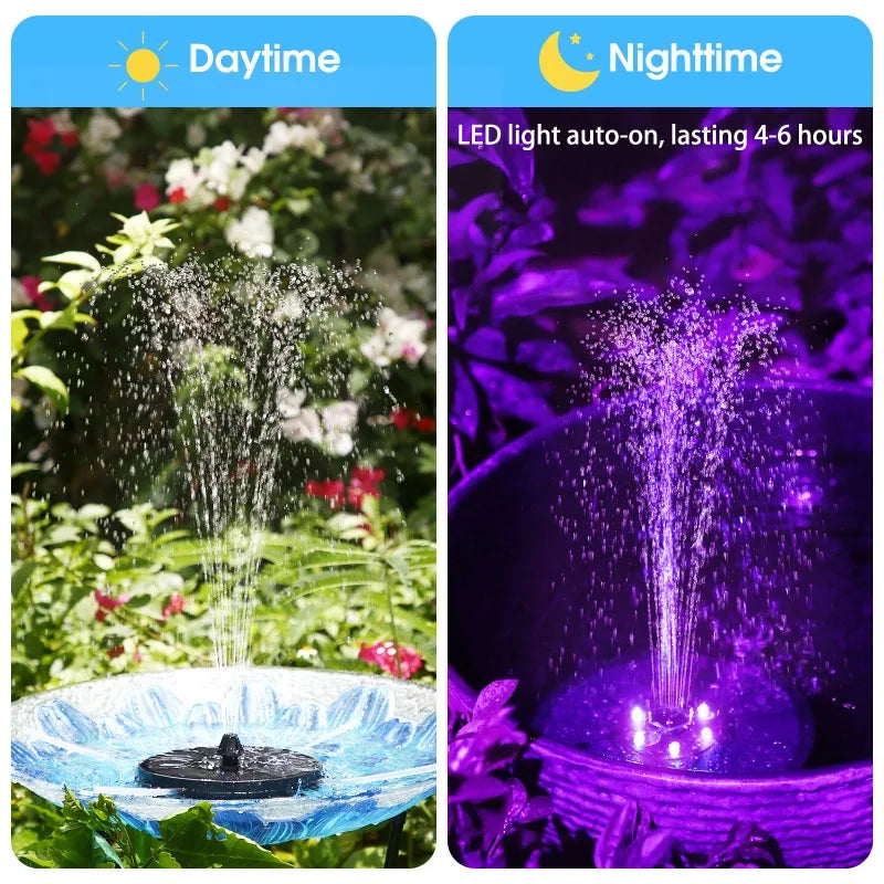 3W Solar Water Fountain – 7 Nozzles & RGB LED Lights