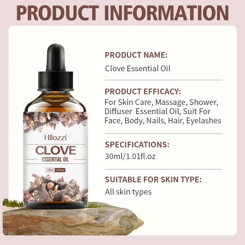 Hllozzi 30ml Pure Clove Essential Oil – Diffuser & Massage