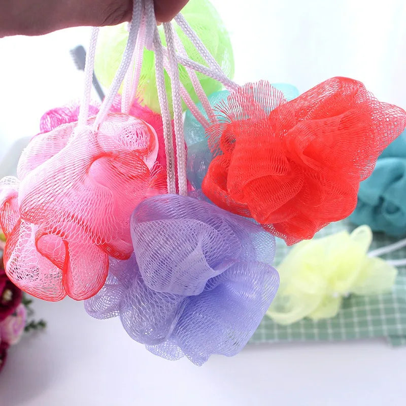 10-Pack Exfoliating Mesh Bath Sponge Puff Balls – Random Colors