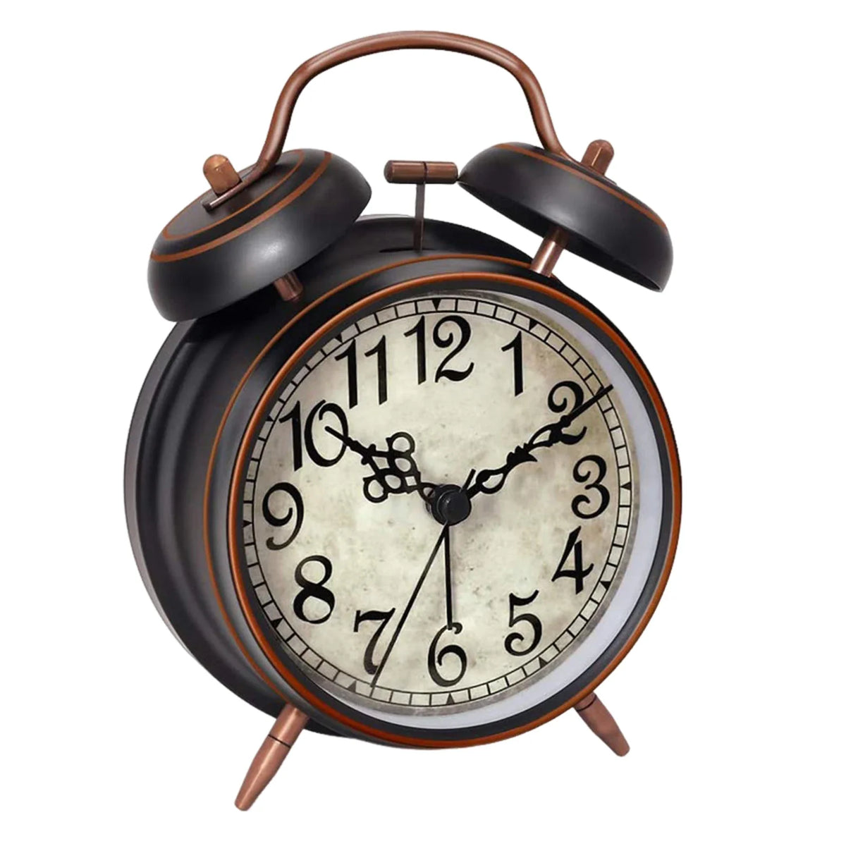 Antique Copper Twin-Bell Alarm Clock | Retro Silent Desk Clock