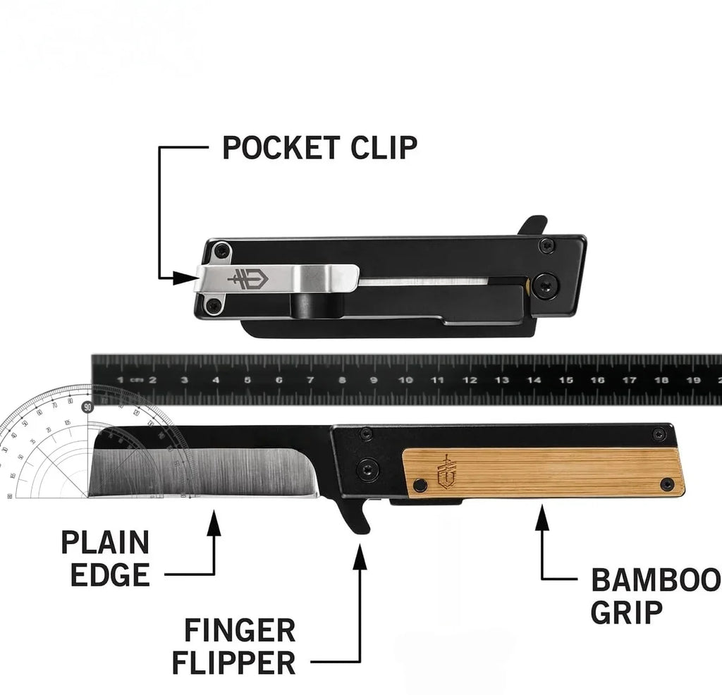 Folding Pocket Knife Stainless Steel & Wood Handle – Paring Knife