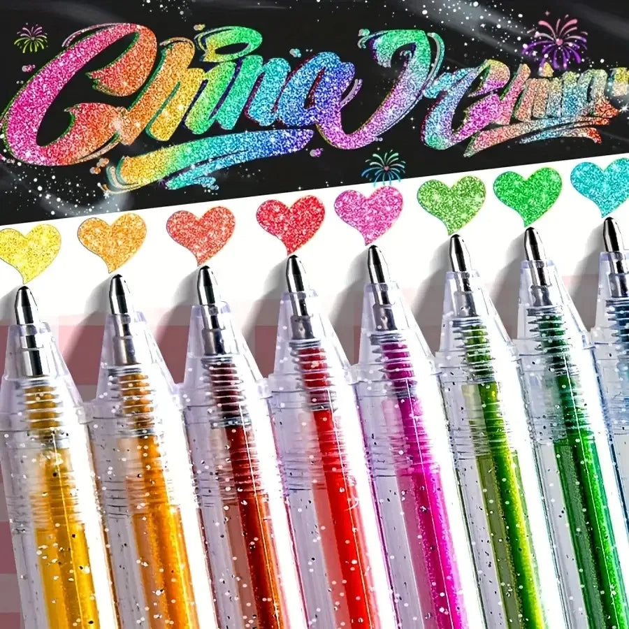 Glitter Gel Pen Set 8/12/18-Piece | 48 Colors Water-Based Ink
