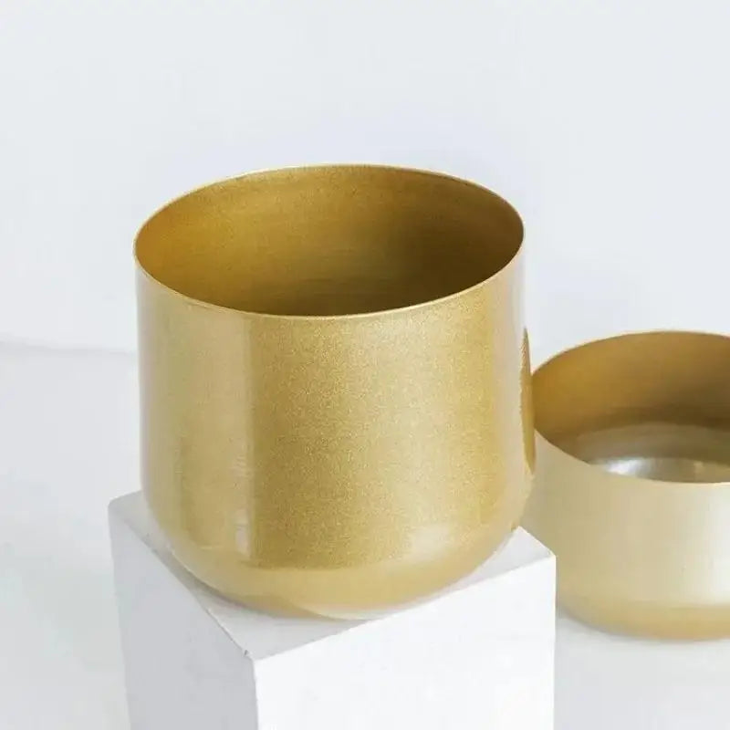 Modern Cast Brass Metal Flower Pot | Luxury Indoor Garden Planter
