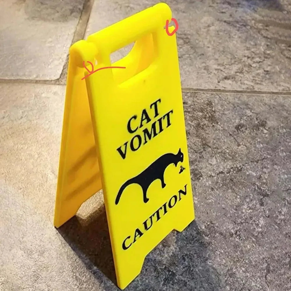 Funny Cat Vomiting Warning Sign – Novelty Pet Lover Gift