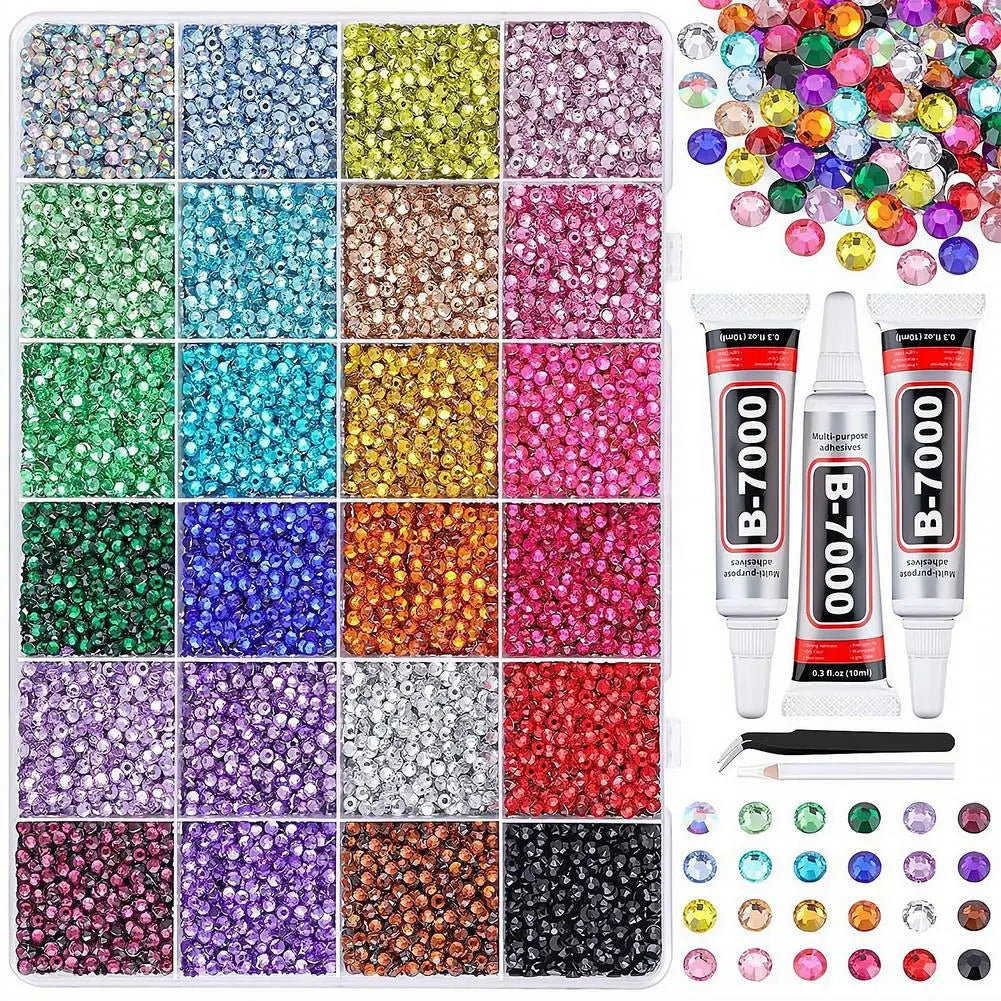 3D Nail Rhinestones Kit – 24-Grid Bedazzling Charms & Craft Set