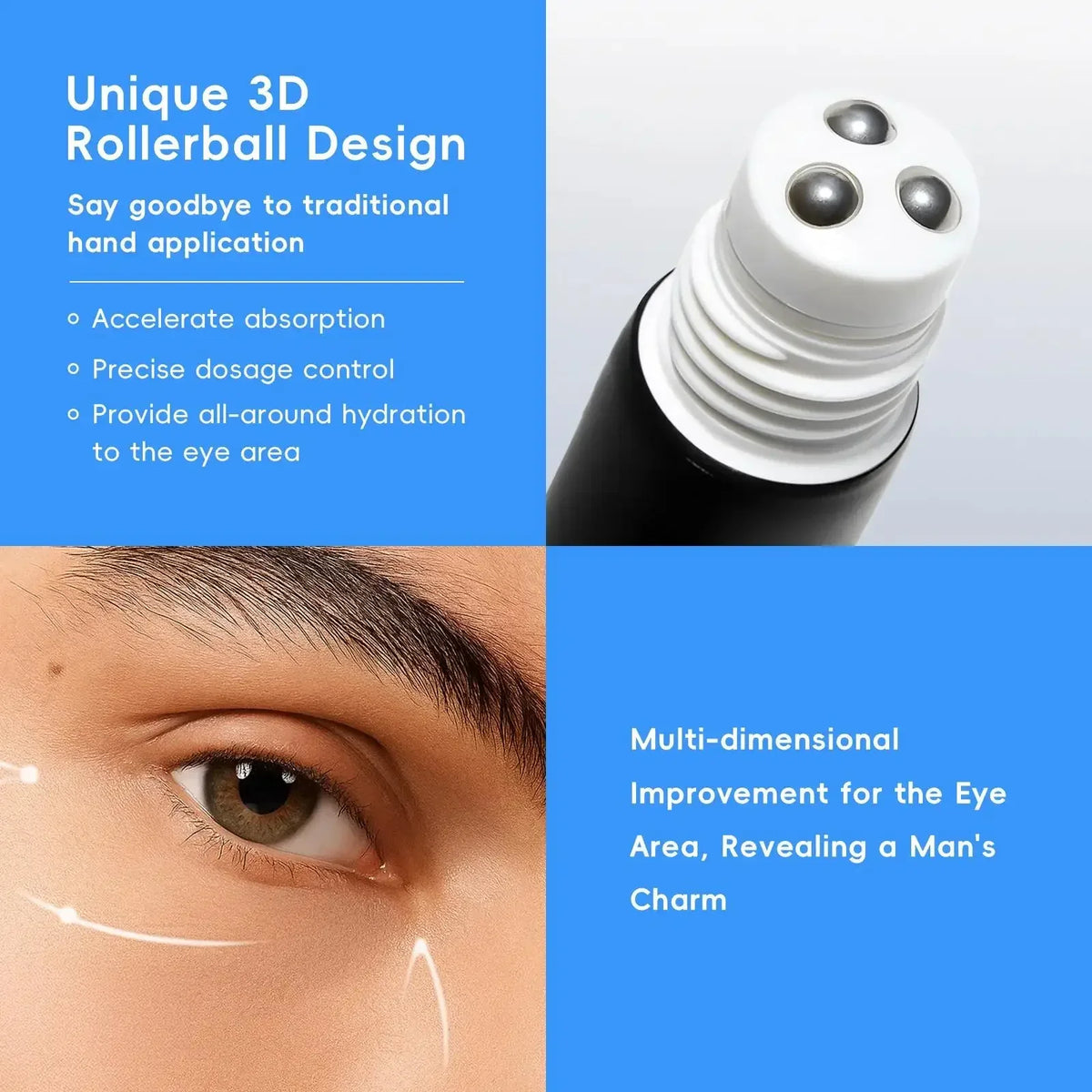 LAIKOU Men's Eye Cream 20g | 3D Roller Ball Hydrating & Firming