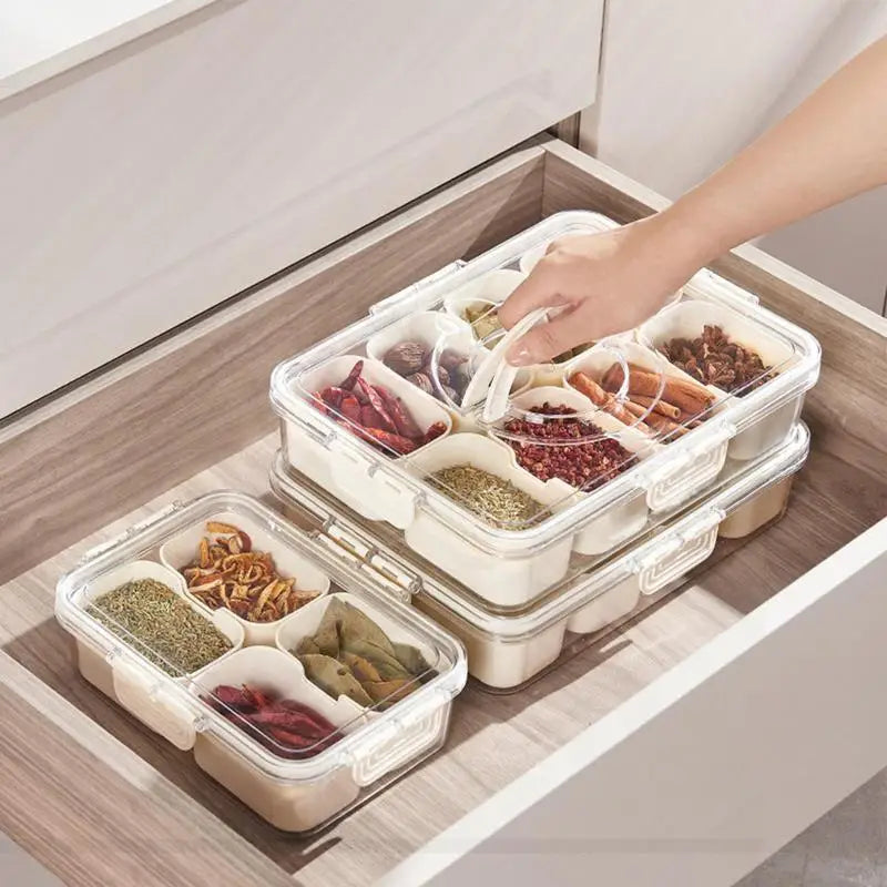 8-Compartment Leakproof Snack Container Tray with Lid & Handle