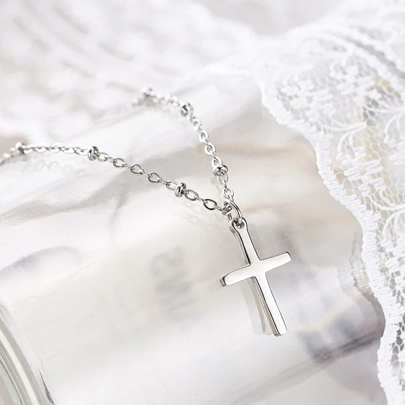 Huitan Dainty Cross Pendant Necklace | Stainless Steel Women