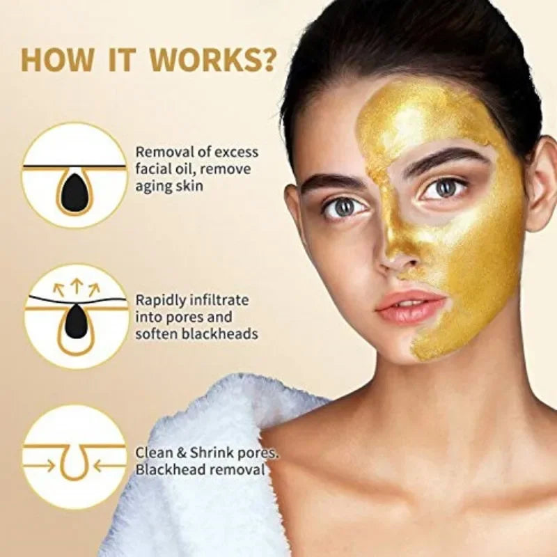 24K Gold Peel-Off Facial Mask – Deep Cleansing & Moisturizing