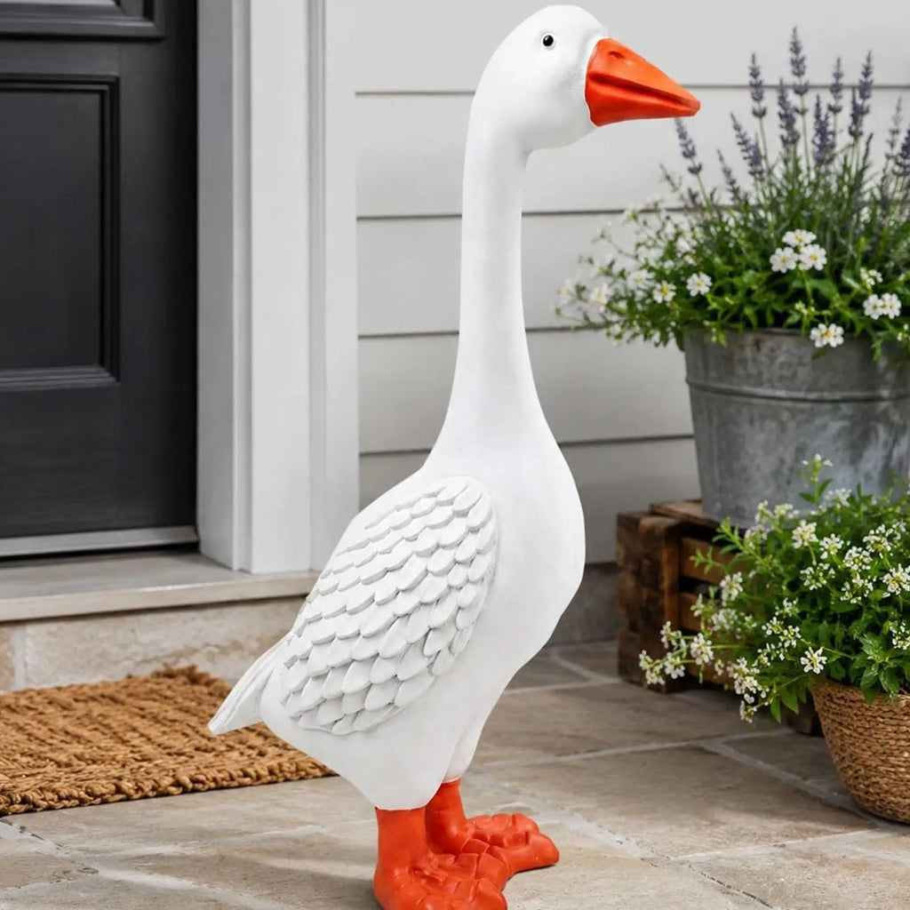 Resin Porch Goose Statue – All-Weather Garden Yard Decor