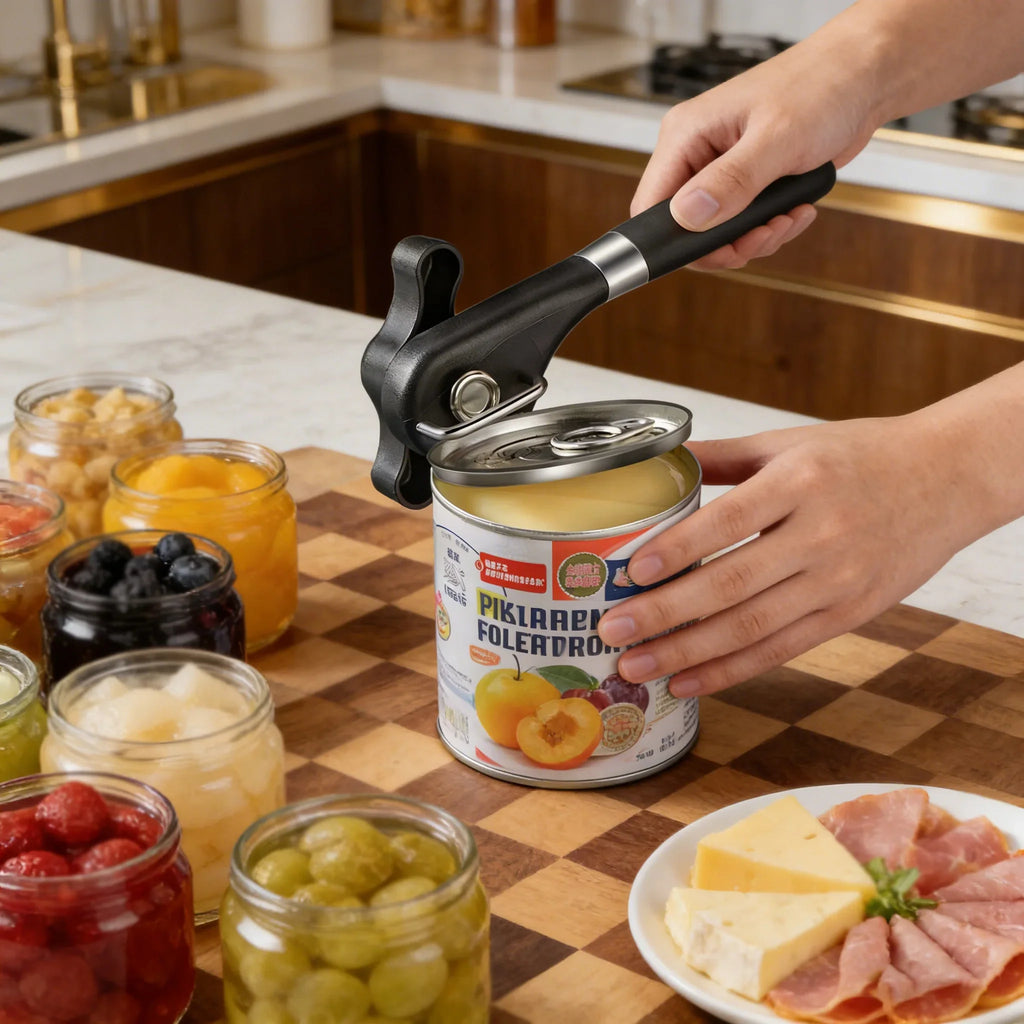 Manual Can Opener with Bottle & Jar Lid Opener – Stainless Steel