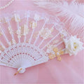Lolita Gothic Fan Victorian Female Lace Hand Vintage Black White Red