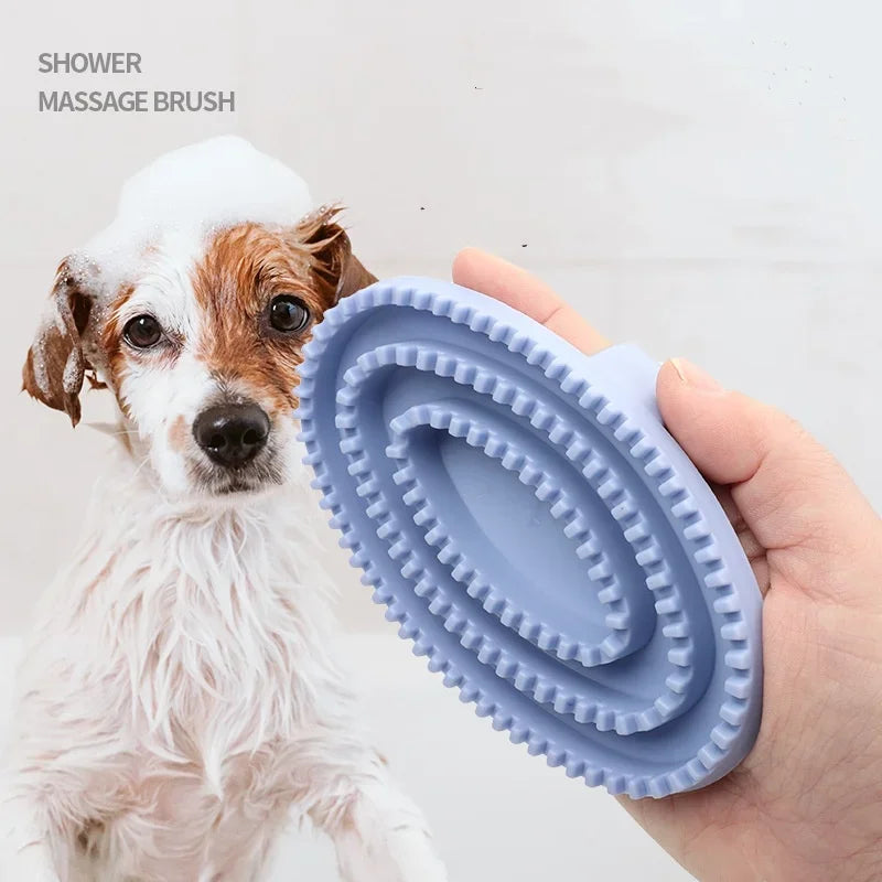 Dog & Cat Bath Brush – Rubber Bristle Massage Grooming Comb