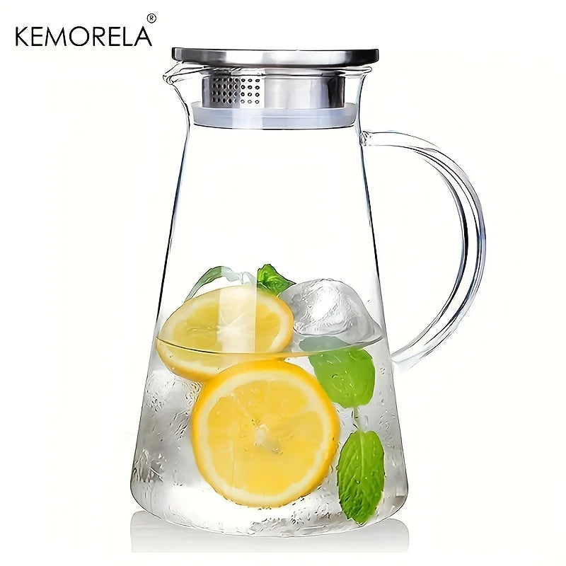 KEMORELA Large Glass Water Jug with Handle – Heat-Resistant