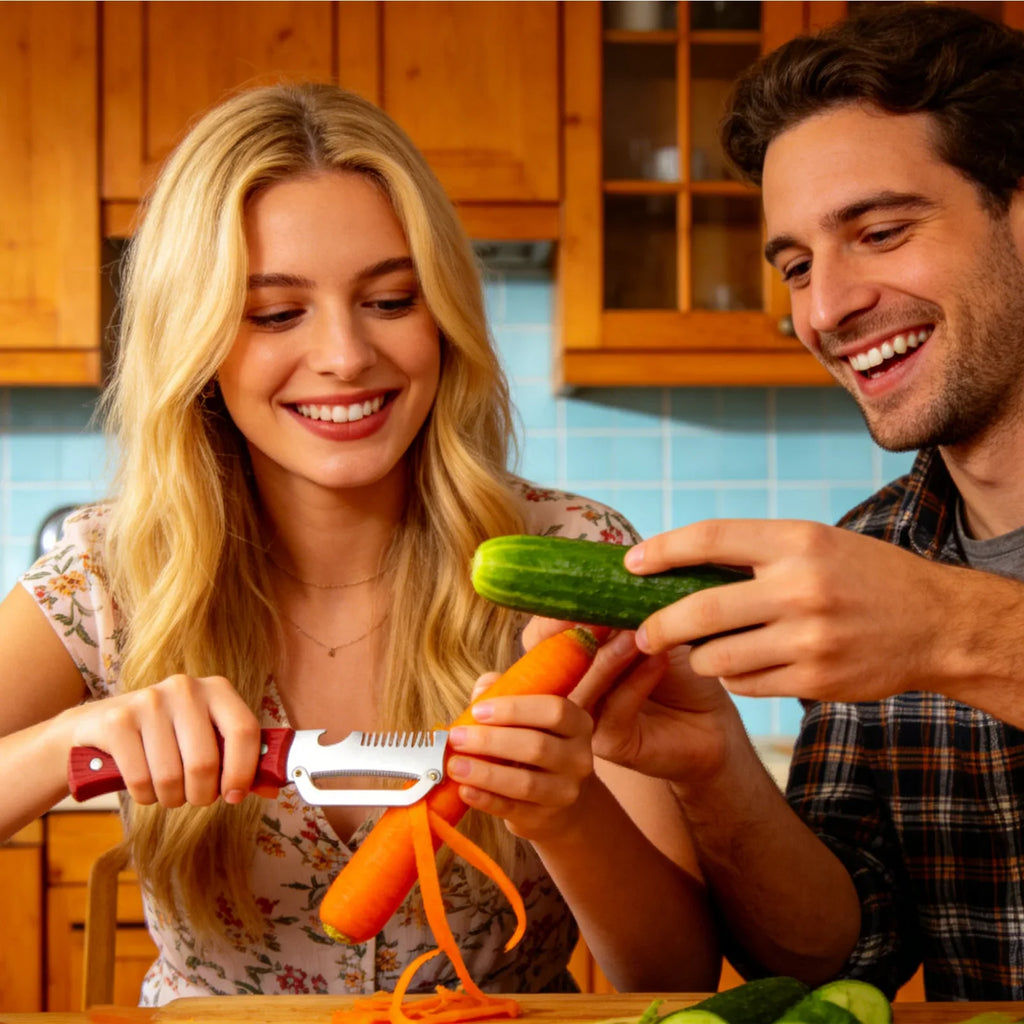 Stainless Steel Vegetable Peeler & Scallion Cutter – 2-in-1